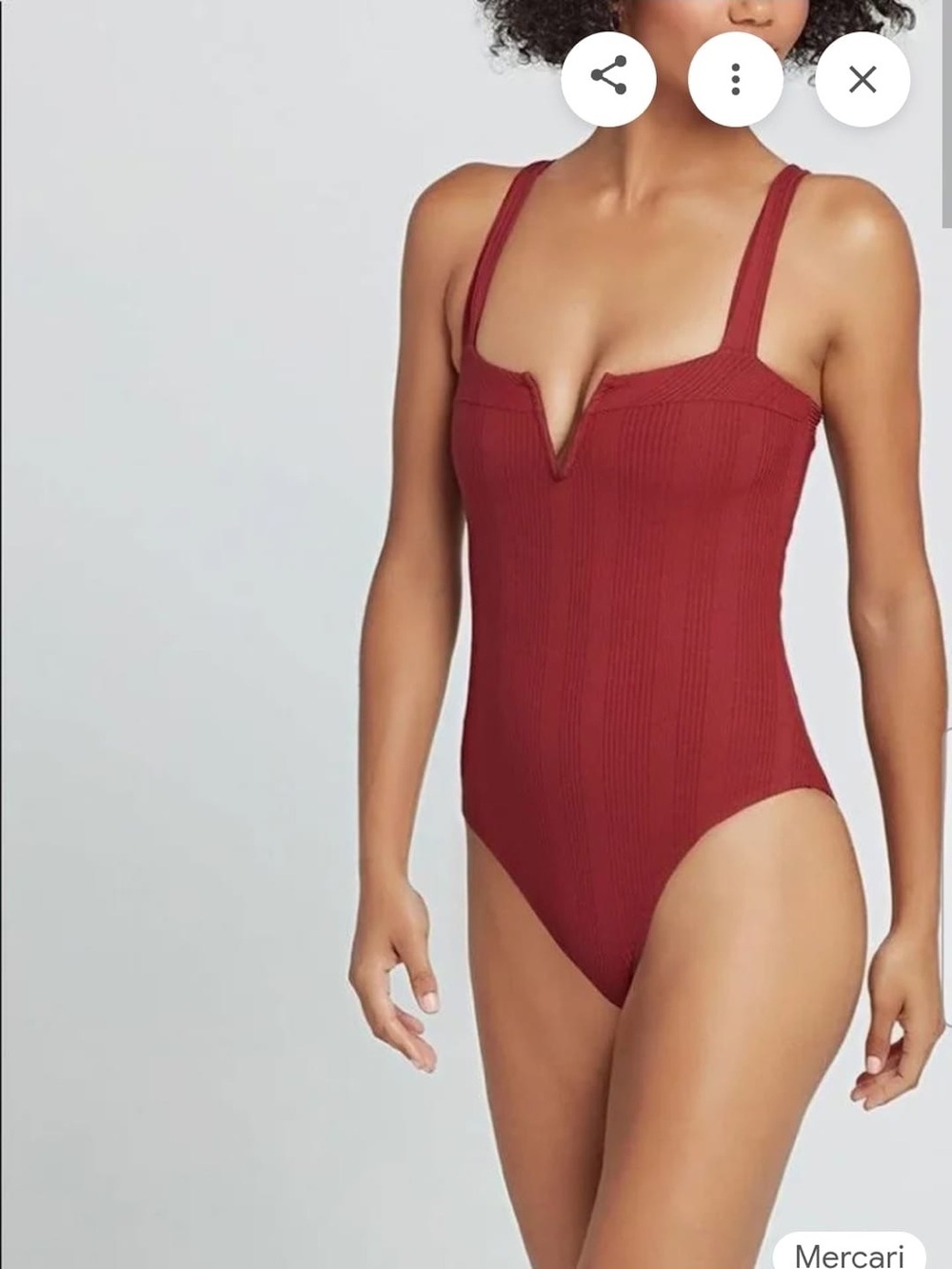 l*space Ribbed Deep Red One-Piece - Picture 1 of 4